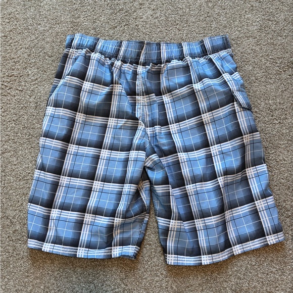Oakley Plaid Black Blue Swim Trunk Shorts - Picture 5 of 5